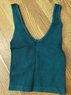 Ribbed V-Neck Tank Top - Teal
